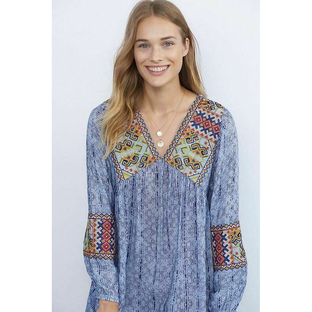 NWT $198 Anthropologie Linne Embroidered Tunic Dress Small